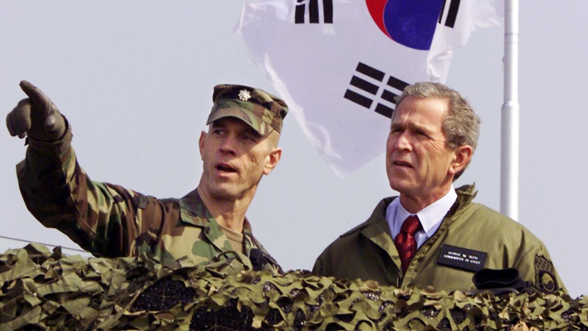 President George W. Bush visited the Demilitarized Zone between the two Koreas shortly after declaring North Korea part of an "axis of evil" in 2002.