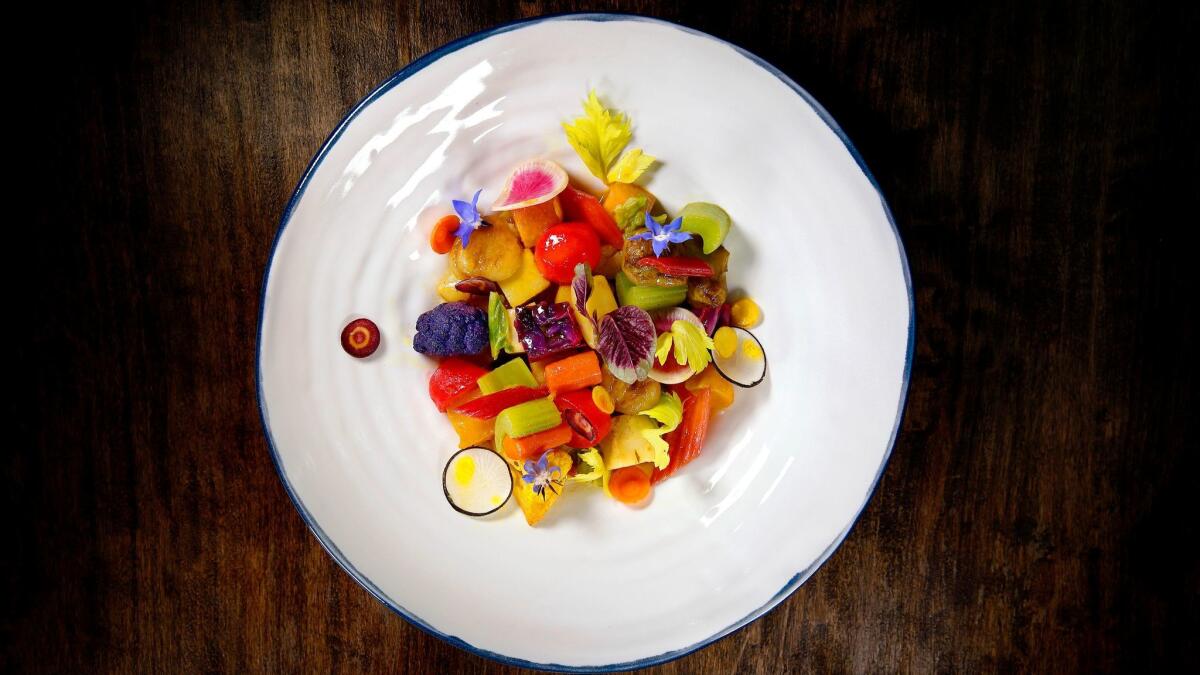 The art-on-a-plate seasonal vegetable dish legumes de saison by Spring chef Tony Esnault.