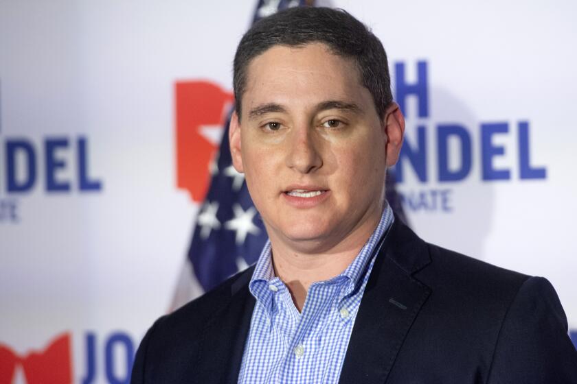 FILE - U.S. Senate Republican candidate Josh Mandel concedes to opponent JD Vance Tuesday, May 3, 2021 in Beachwood, Ohio. Mandel has been threatened with jail time for violating the terms of his divorce agreement. (AP Photo/Phil Long, File)