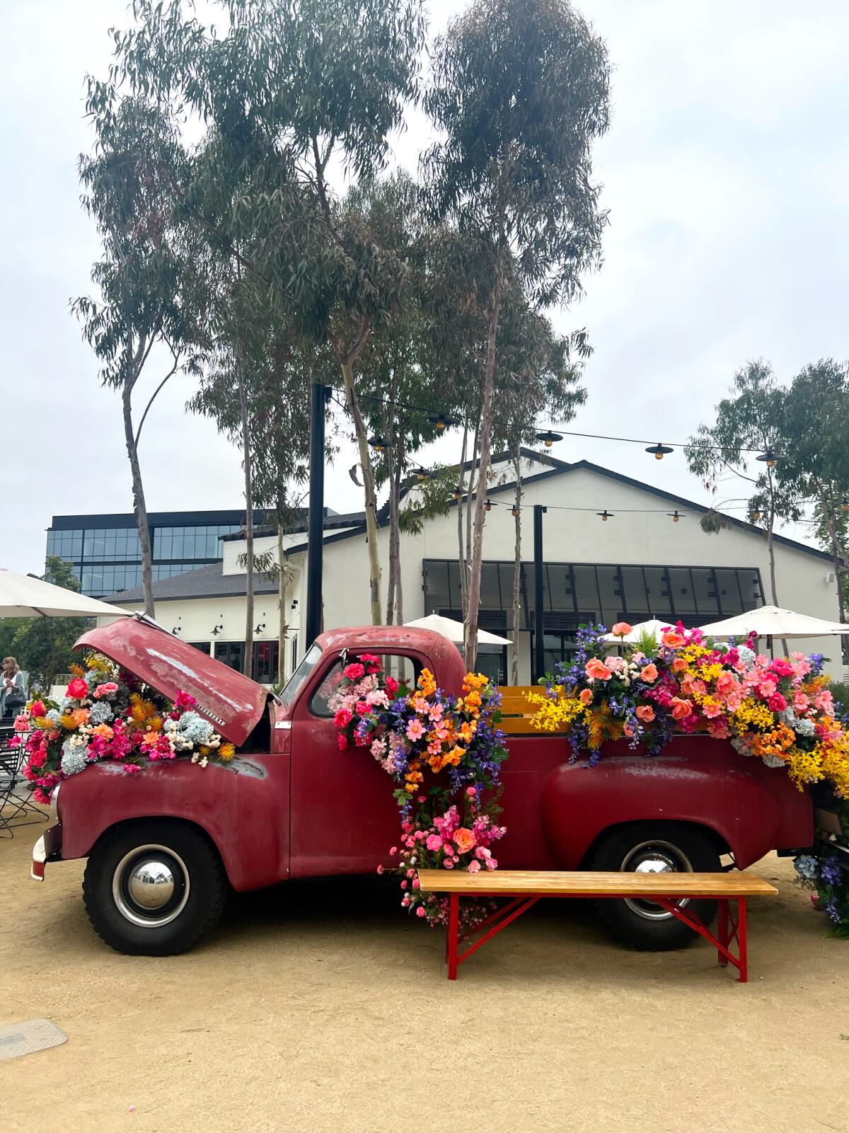 The floral pop-up in One Paseo's Studebaker truck.