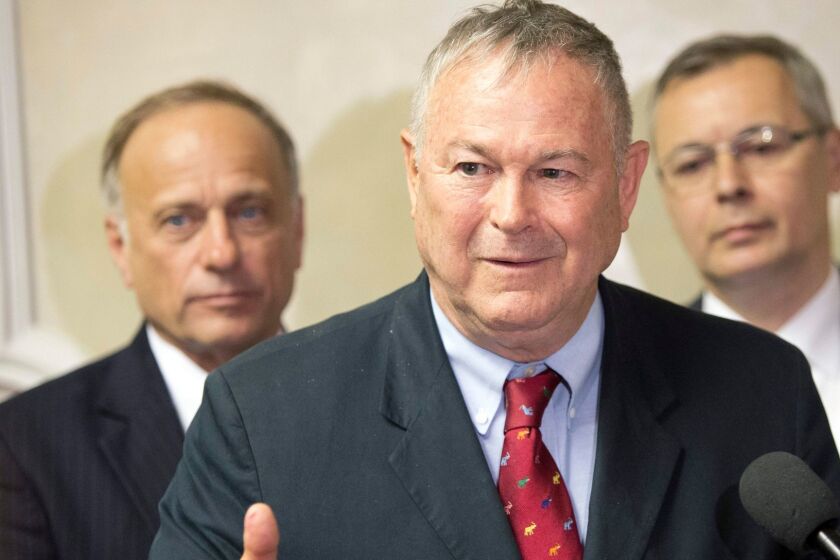 U.S. Congressman Dana Rohrabacher (R-Calif.) speaks to Russian lawmakers at a meeting in the State Duma, the Russian parliament's lower house, in Moscow, Wednesday, May 29, 2013. A U.S. Congressional delegation is spending a week in Russia meeting high-level government and security officials to investigate whether more could have been done to prevent last months Boston Marathon bombings. (AP Photo/(AP Photo/Misha Japaridze)