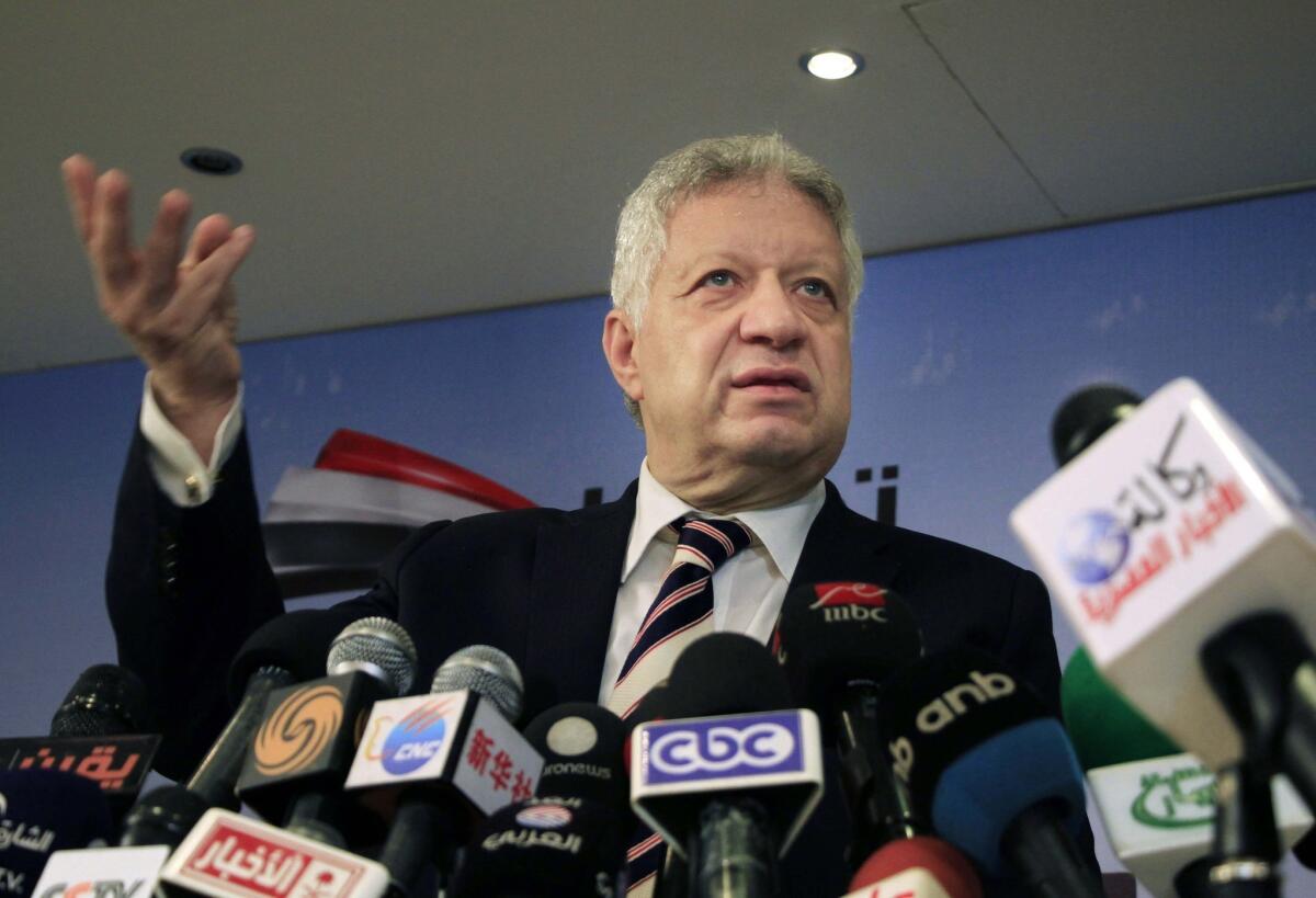 Mortada Mansour, shown at a news conference in Cairo last week, bowed out of Egypt's presidential campaign on Saturday.