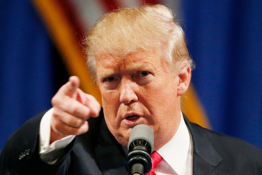 Republican presidential candidate Donald Trump speaks in Las Vegas on June 18.