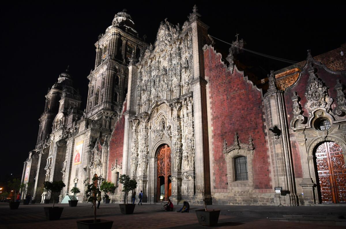 A view outside the Metropolitan Cathedral in Mexico City.