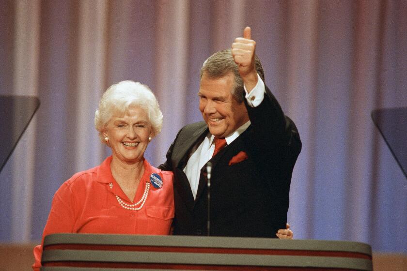 Dede Robertson and her husband at the Republican National Convention in 1988.