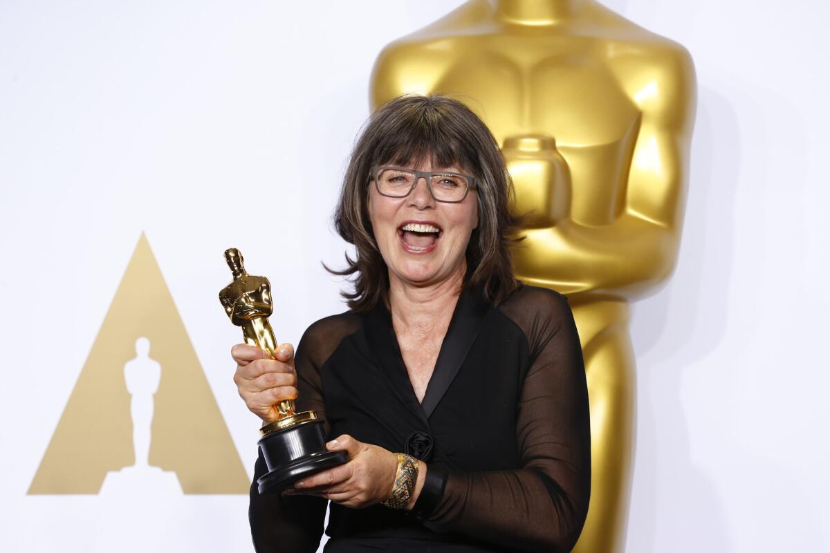Margaret Sixel backstage at the 88th Academy Awards.
