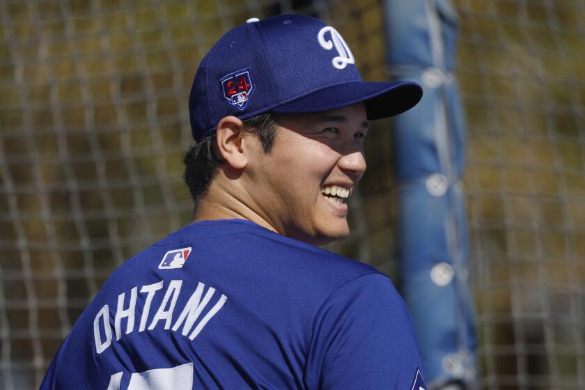 Shohei Ohtani at Dodgers' training camp on Feb. 14, 2024, in Phoenix.