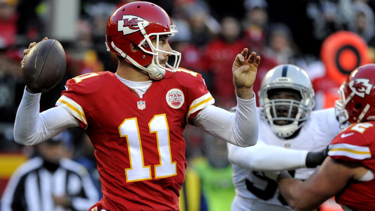 Chiefs quarterback Alex Smith (11) is 3-0 in games against the Texans.