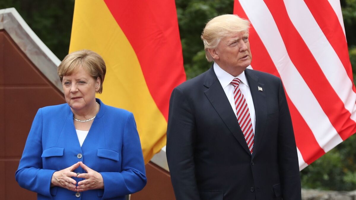 German Chancellor Angela Merkel and President Trump at the Group of 7 summit in Taormina, Italy, on Friday. Merkel has since said that her experience left her feeling that Germany could not "rely completely on others."