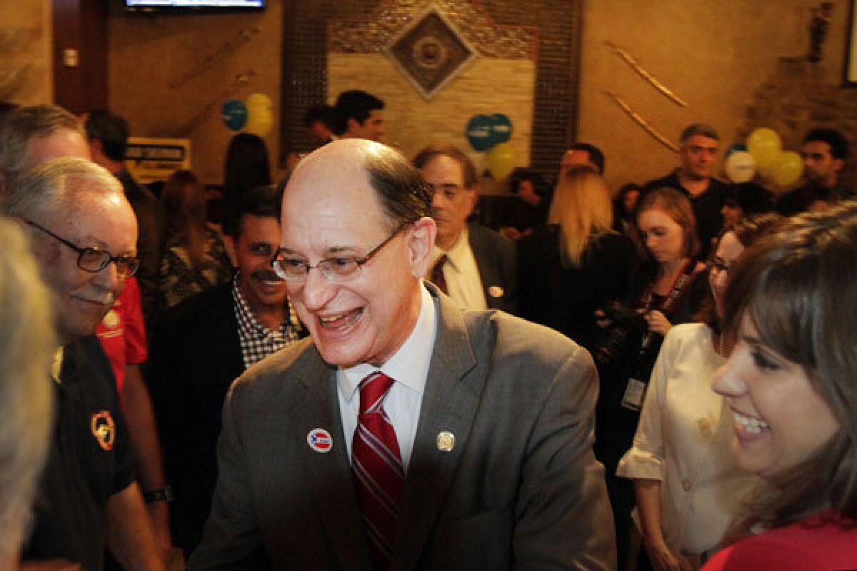 Rep. Brad Sherman (D-Sherman Oaks), center, at his election night party in 2012.