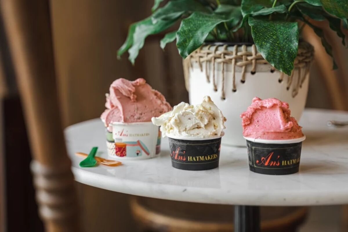 A trio of gelato flavors from the newly-opened An’s Hatmakers in Del Mar.