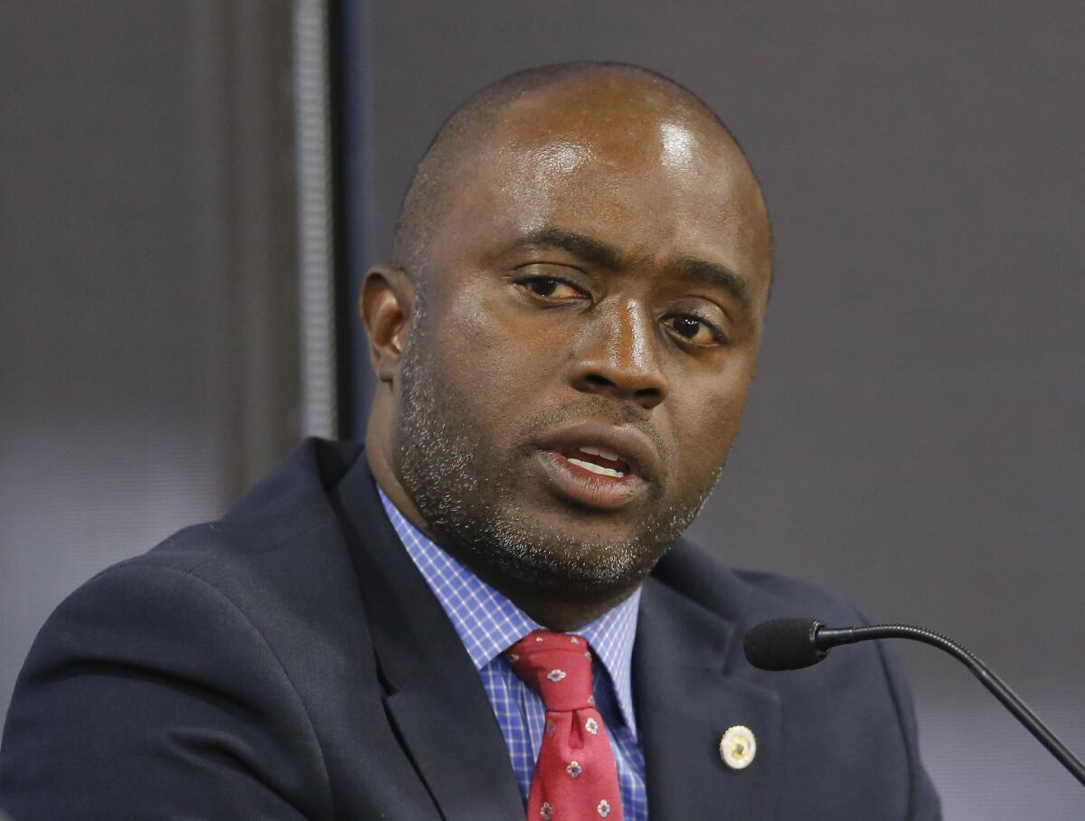 State schools Supt. Tony Thurmond, shown here in a file photo, warned education leaders Thursday that current funding for reopening schools could prove inadequate.