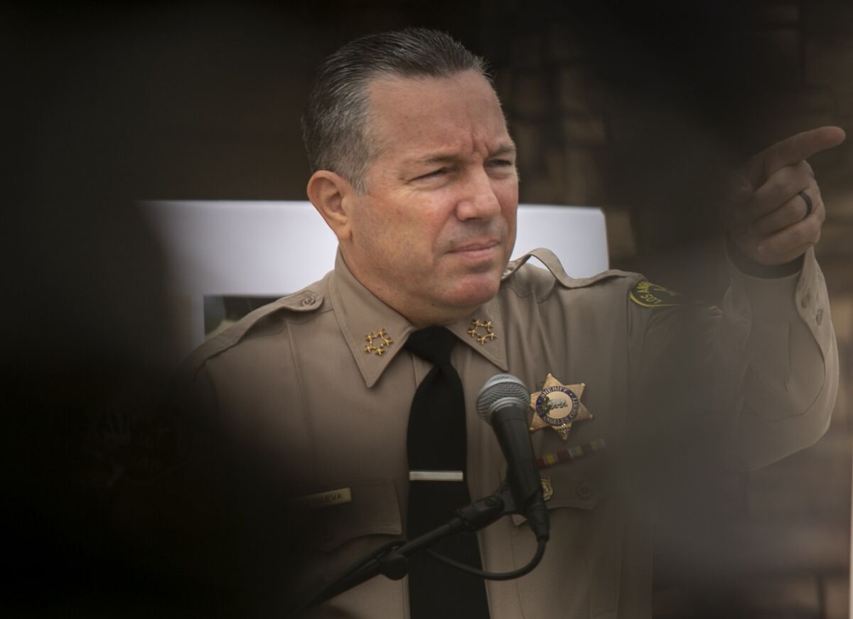 Los Angeles County Sheriff Alex Villanueva during a press conference in 2020.