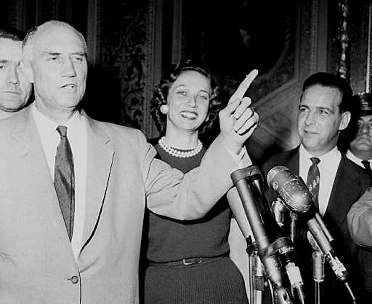 Strom Thurmond talks to reporters after setting a record for the longest-ever filibuster by an individual senator.