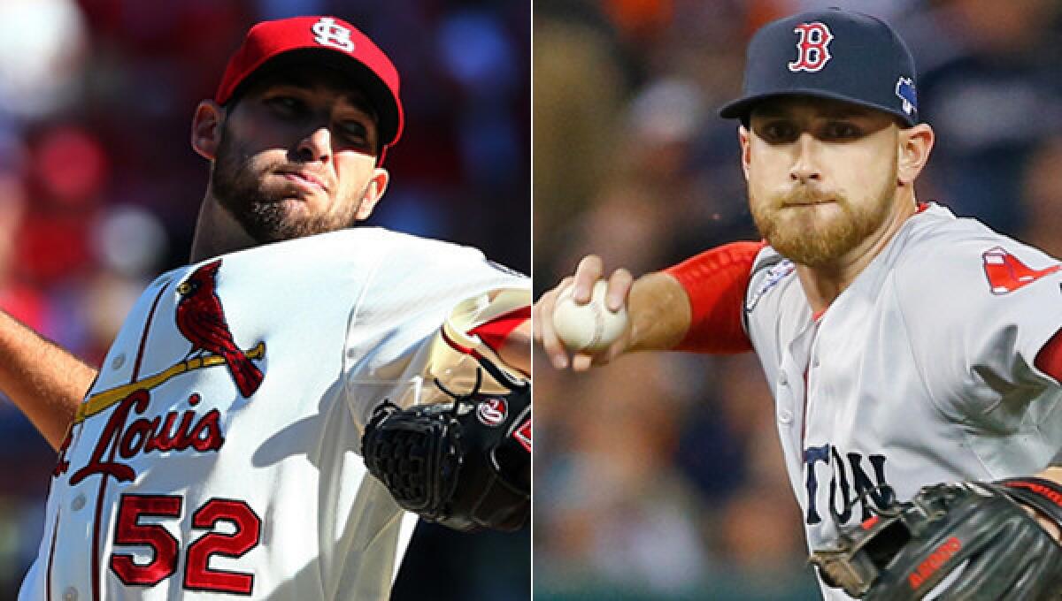 St. Louis Cardinals pitcher Michael Wacha, left, and Boston Red Sox third baseman Will Middlebrooks have at least one thing in common.