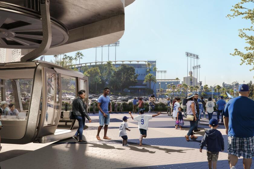 Artist rendering of the Dodger Stadium landing site of a proposed gondola project