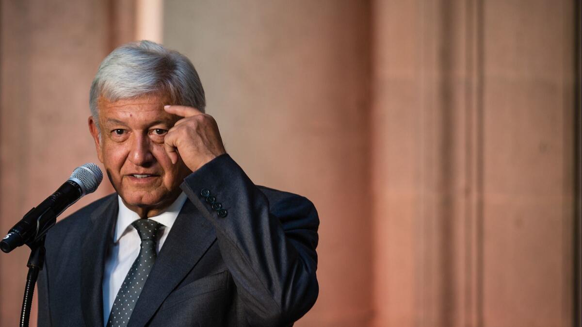 Mexican President-elect Andrés Manuel López Obrador speaks at a news conference in Mexico City on July 3.