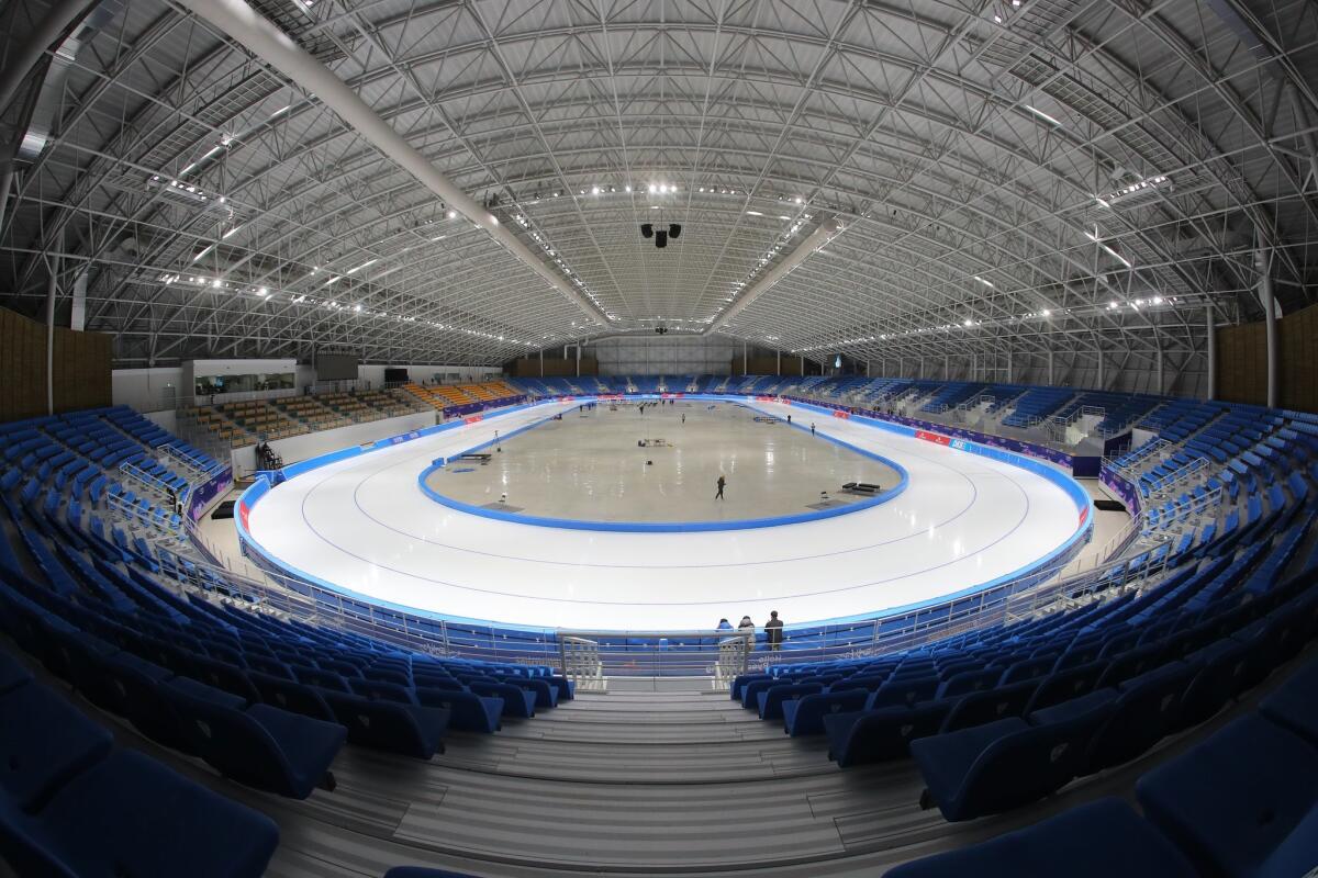 The newly built speedskating arena for the 2018 Winter Olympics in South Korea.