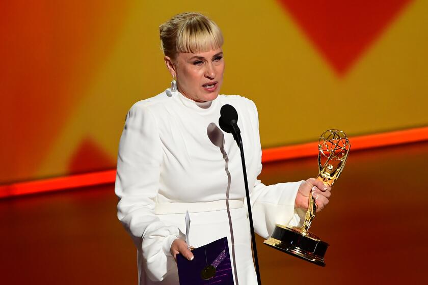 Patricia Arquette accepts the Outstanding Supporting Actress in a Limited Series or Movie award for "The Act" onstage during the 71st Emmy Awards at the Microsoft Theatre in Los Angeles on September 22, 2019. (Photo by Frederic J. BROWN / AFP) (Photo credit should read FREDERIC J. BROWN/AFP/Getty Images)