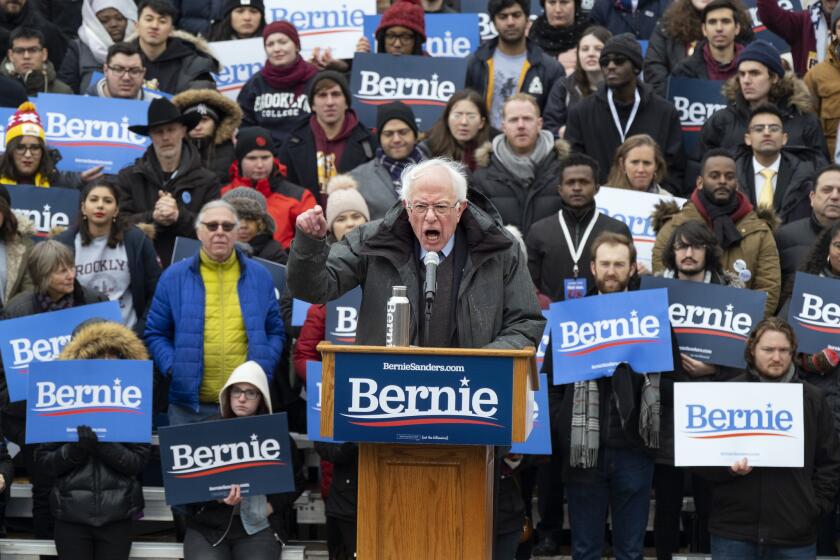 Sen. Bernie Sanders speaks as he kicks off his second presidential campaign in the Brooklyn borough of New York on March 2, 2019.