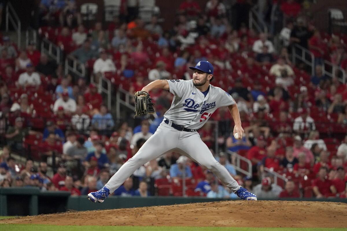 Dodgers reliever Alex Vesia pitches during the third inning against the St. Louis Cardinals.