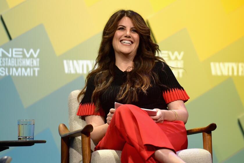 BEVERLY HILLS, CA - OCTOBER 09: Contributing editor at Vanity Fair, Monica Lewinsky speaks onstage at Day 1 of the Vanity Fair New Establishment Summit 2018 at The Wallis Annenberg Center for the Performing Arts on October 9, 2018 in Beverly Hills, California. (Photo by Matt Winkelmeyer/Getty Images) ** OUTS - ELSENT, FPG, CM - OUTS * NM, PH, VA if sourced by CT, LA or MoD **