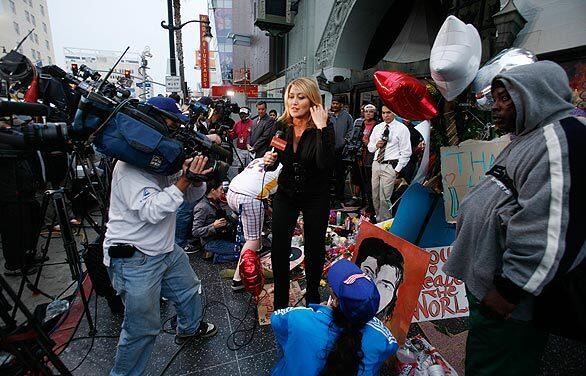 TV crews at Michael Jackson's star on Walk of Fame