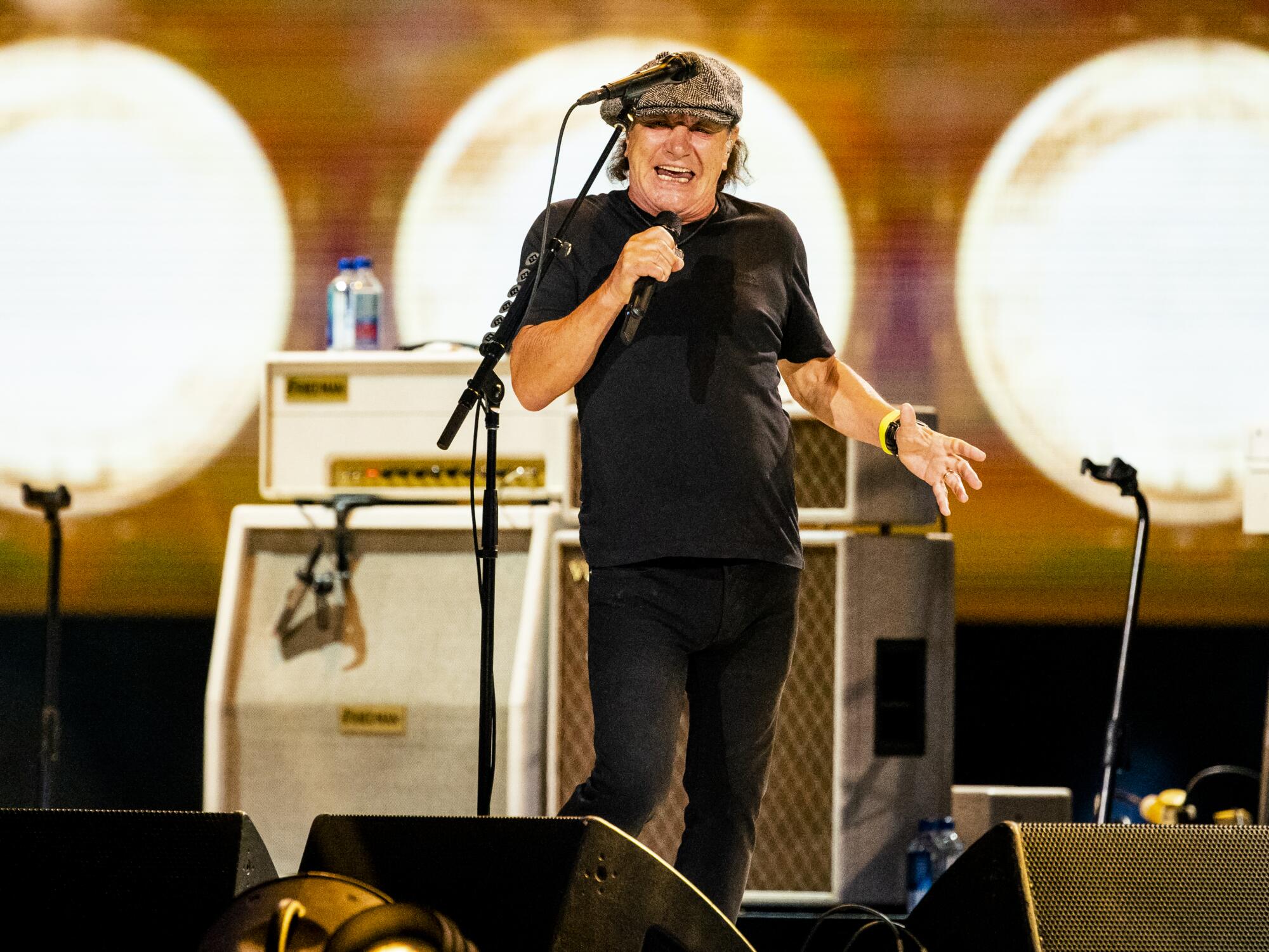 Brian Johnson sings at the Vax Live concert
