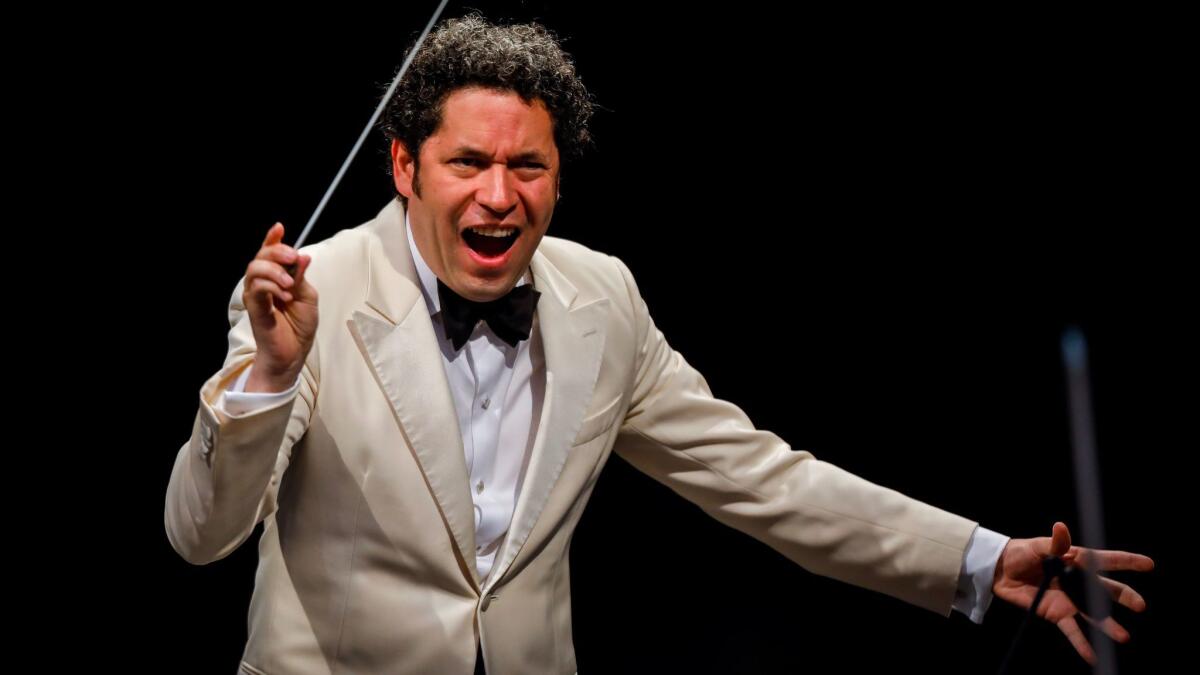 L.A. Phil musical director Gustavo Dudamel at the Hollywood Bowl in August.