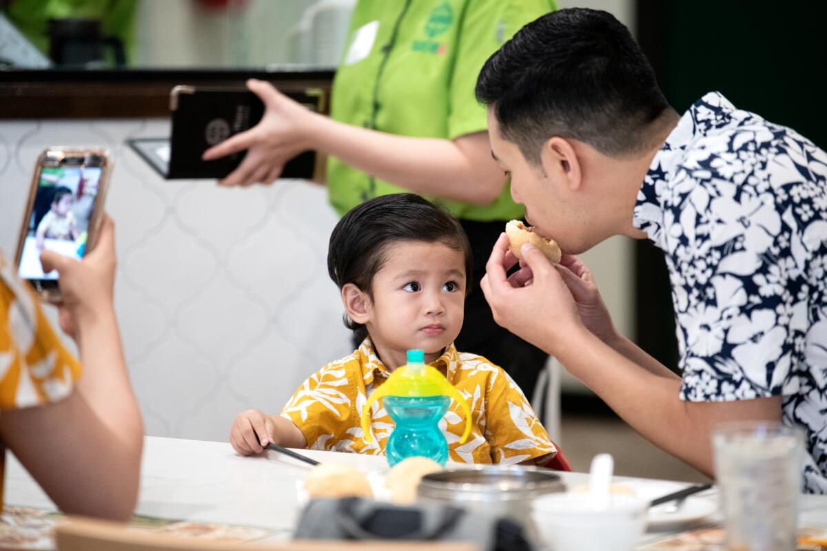 Family meal at Tim Ho Wan dim sum restaurant