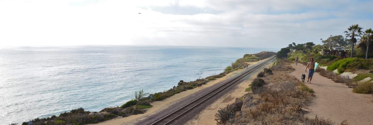 Its travels along the California coastline, like here in Del Mar, make the Surfliner one of Amtrak's most picturesque routes.