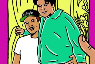 Illustration of two men posing for a photo 