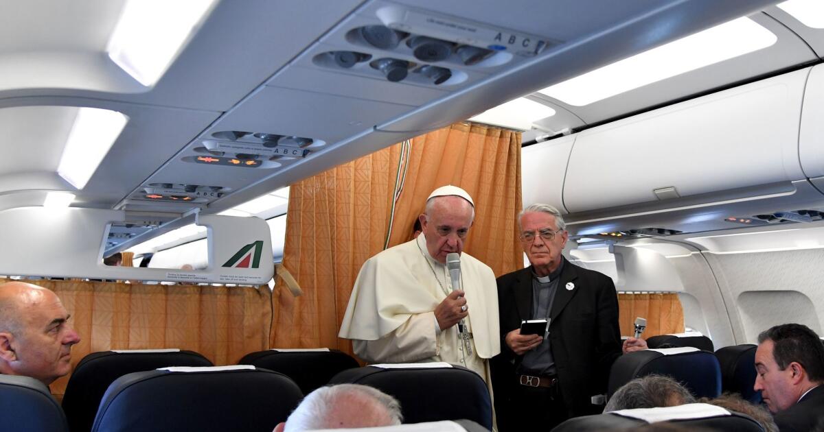 Pope Francis speaks to journalists on his flight back to Rome on Sunday following a trip to Armenia.