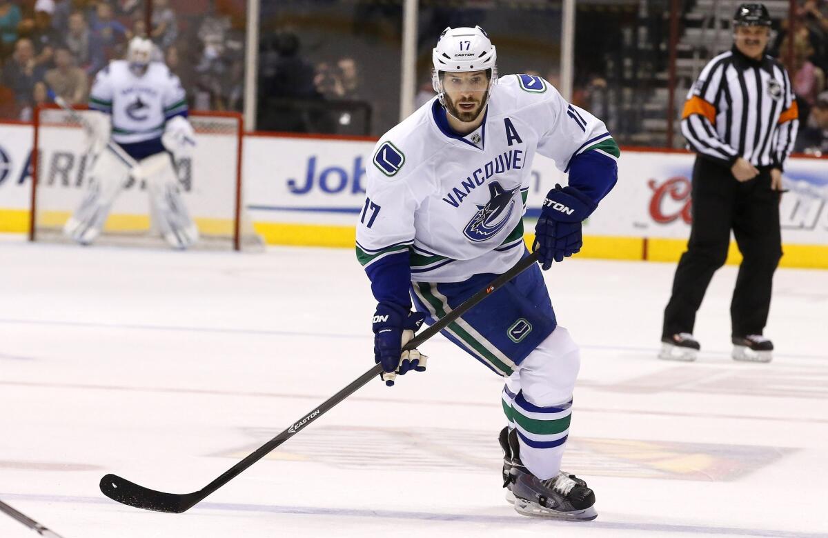 The Ducks acquired Vancouver center Ryan Kesler in a trade for Luca Sbisa, Nick Bonino and the 24th pick in the NHL draft.