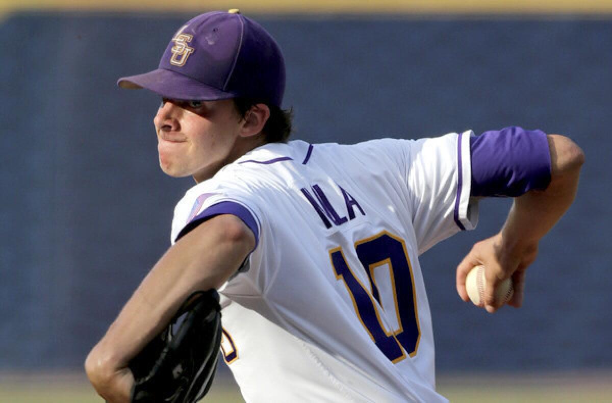 LSU ace Aaron Nola, who is 12-0 with a 1.68 earned-run average, threw a two-hit shutout against Oklahoma in the Super Regional opener.