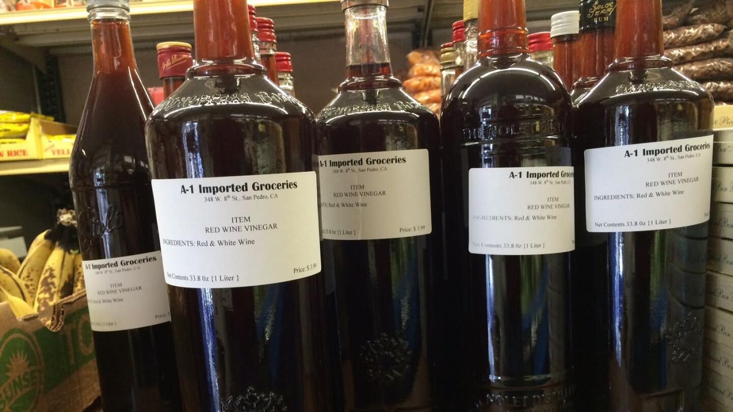 House-made red wine vinegar at A1 Italian Deli & Imported Groceries.