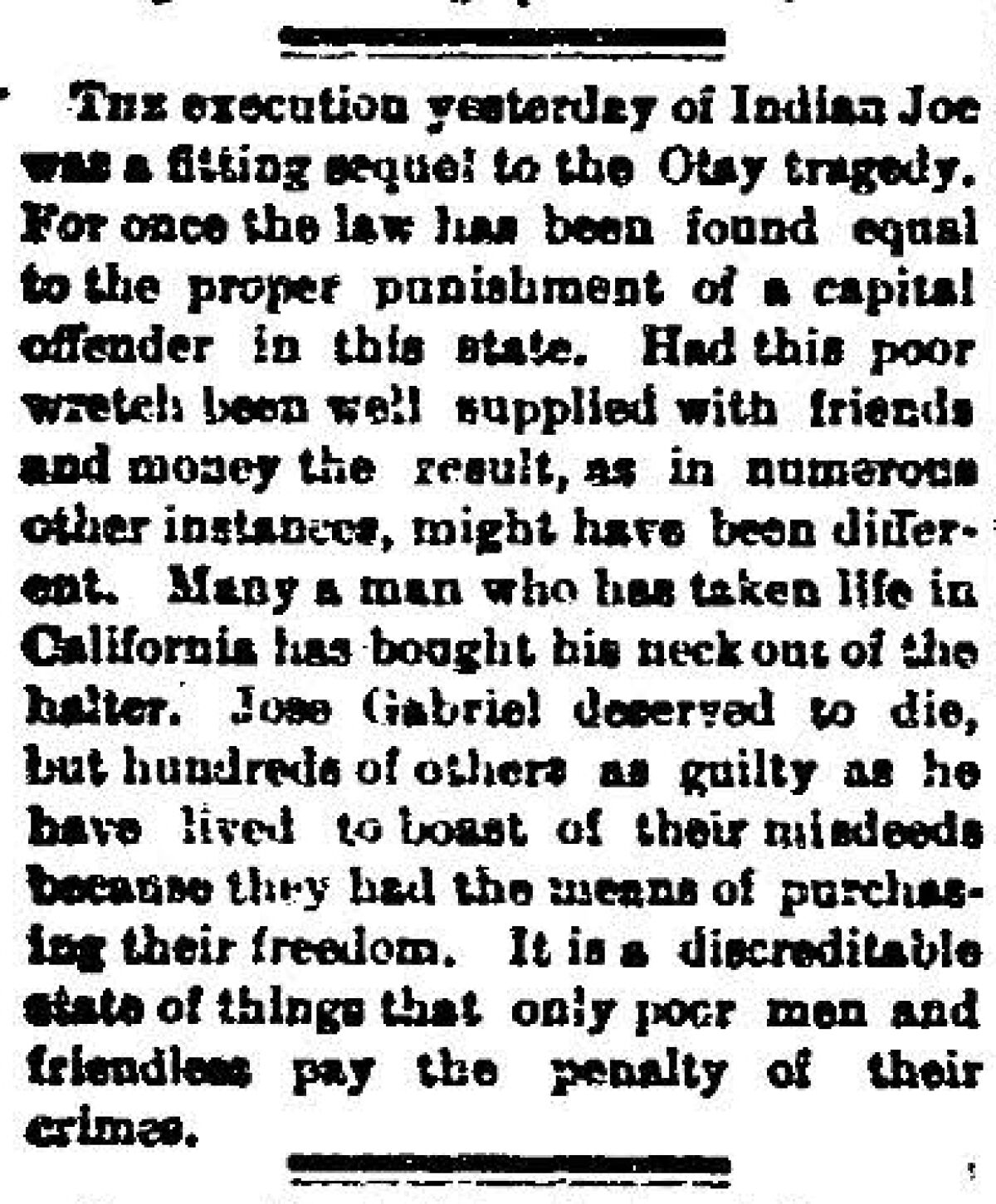 Editorial on the first execution at San Quentin from The San Diego Union, March 4, 1893, page 4.