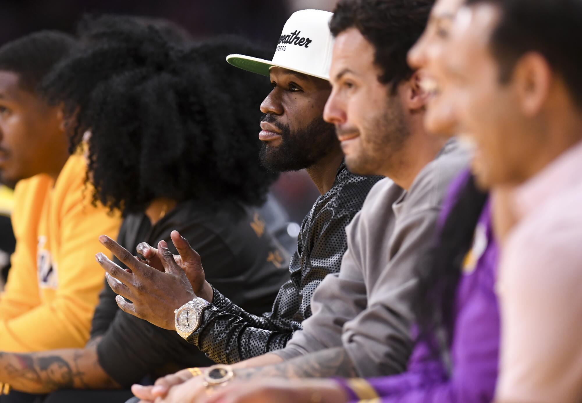 Floyd Mayweather attends game four in the NBA Playoffs Western Conference Finals at Crypto.com Arena.