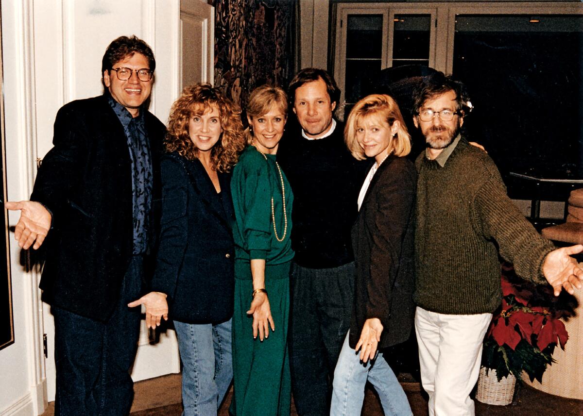 Judy and Michael Ovitz, center, with Robert Zemeckis and Mary Ellen Trainor on the left and Kate Capshaw and Steven Spielberg on the right, celebrating nothing in particular.