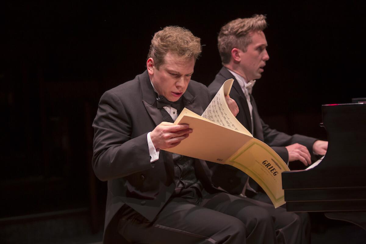 Jefferson McDonald, left, and Matthew McGloin in "2 Pianos 4 Hands."