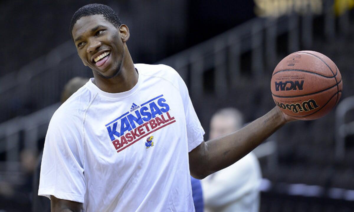 Kansas center Joel Embiid is slated to be one of the top picks of the 2014 NBA draft.