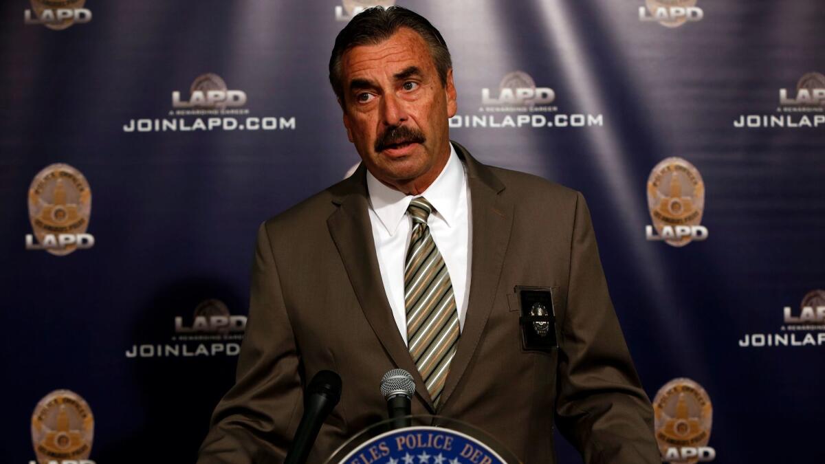Chief Charlie Beck of the Los Angeles Police Department, shown here in October, told the Los Angeles Times on Monday that President-elect Trump's vows to deport millions after taking office will not affect the LAPD's longstanding policy of staying out of immigration issues.