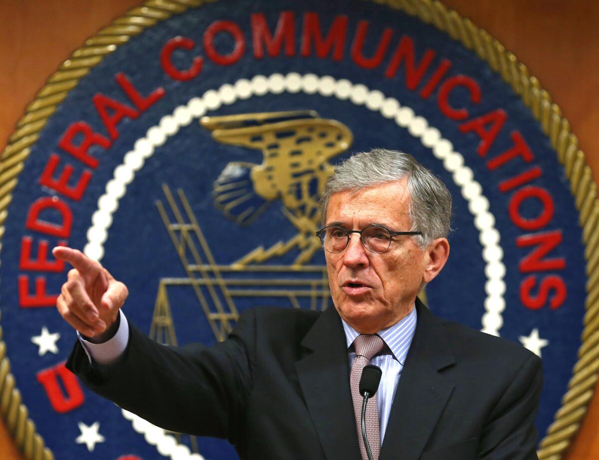 Federal Communications Commission Chairman Tom Wheeler delivers remarks at the start of a forum in Washington on Sept. 16, 2014.