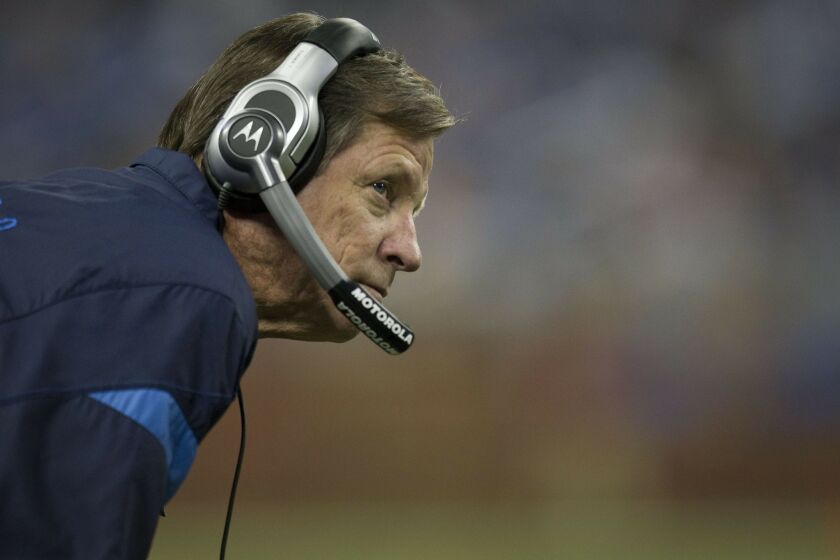 Chargers head coach Norv Turner watches the action late in the third quarter against Detroit on December 24, 2012.