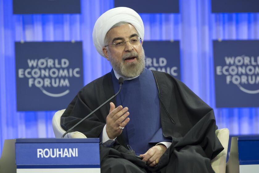 Iranian President Hassan Rouhani during a session of the World Economic Forum in Davos, Switzerland on Thursday.