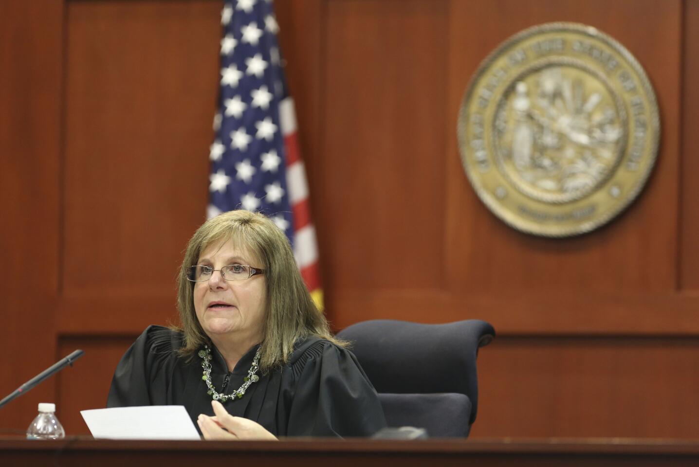 Judge Debra Nelson rules on some key issues at the end of the day during George Zimmerman's trial in Seminole circuit court in Sanford, Fla. Wednesday, July 10, 2013. Zimmerman has been charged with second-degree murder for the 2012 shooting death of Trayvon Martin. (Gary W. Green/Orlando Sentinel)