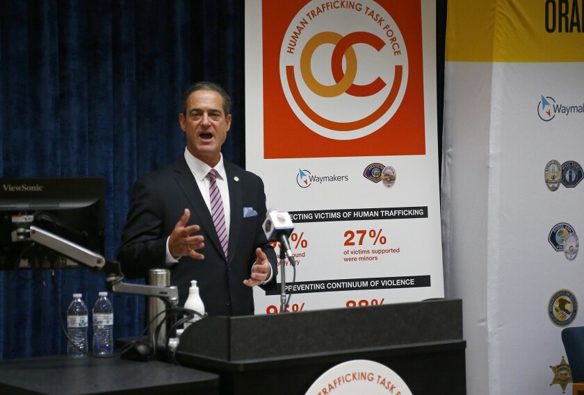 Orange County Dist. Atty. Todd Spitzer speaks during a news conference.
