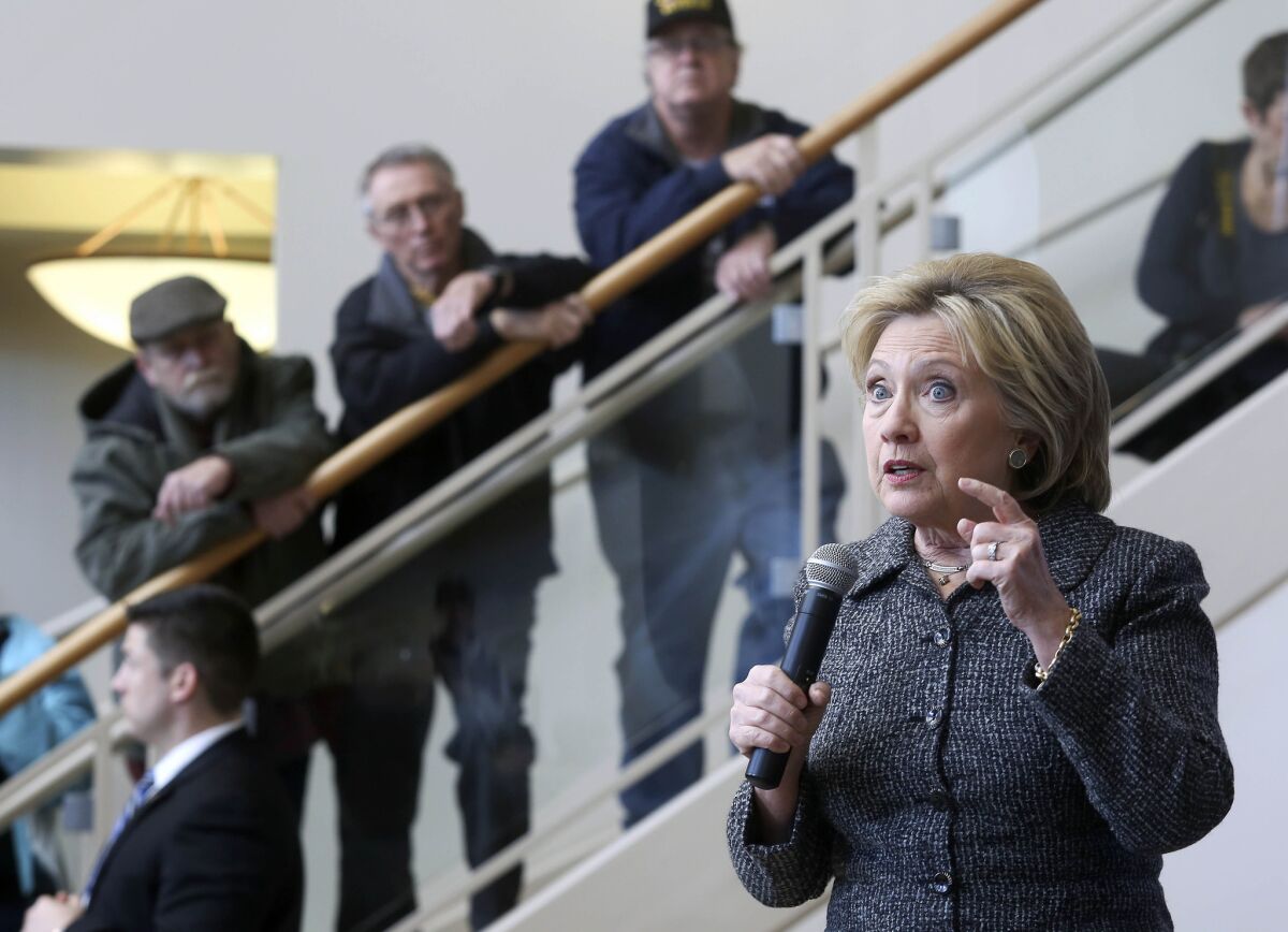 Hillary Clinton campaigns in Dubuque, Iowa.