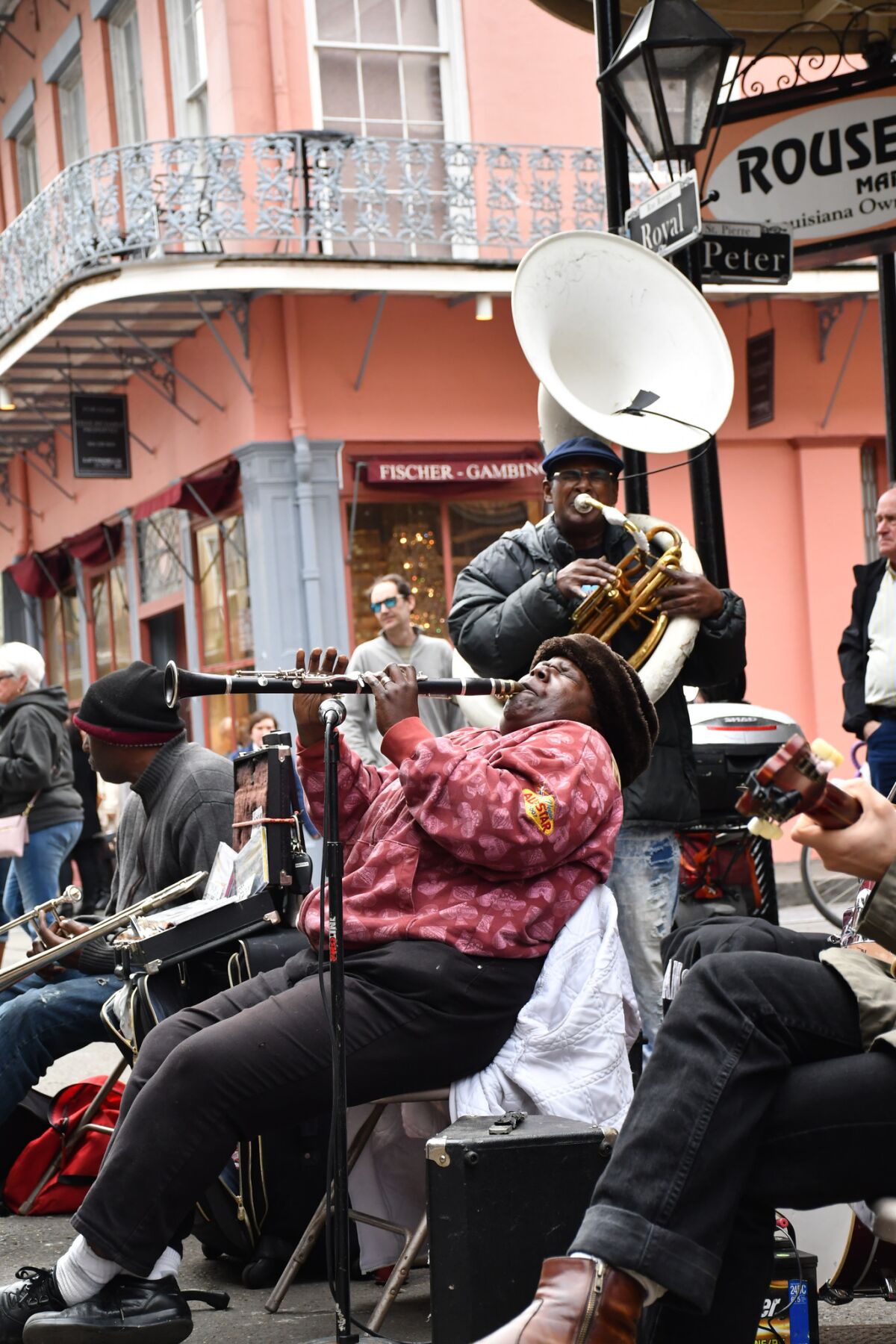 Doreen Ketchens, on clarinet, and her band play Royal Street, New Orleans.