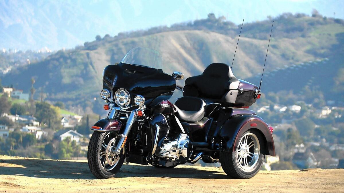 Powered by Harley’s fuel-injected 103-cubic-inch twin-cam engine, the Harley-Davidson Tri Glide Ultra produces 106 pound-feet of torque, sucks fuel at the rate of 38 miles to the gallon, and roars like a road warrior.